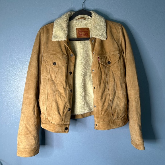 Levi’s tan suede with sherpa lining jacket / S - Picture 2 of 8